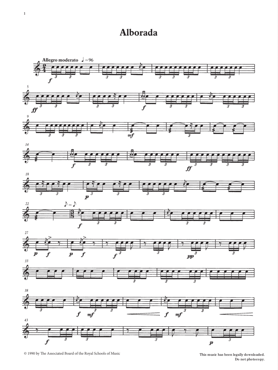 Alborada from Graded Music for Snare Drum, Book III Percussion scores gallery preview page 1