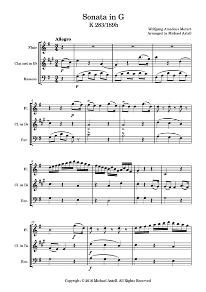Sonata in G Major, K 283/189h