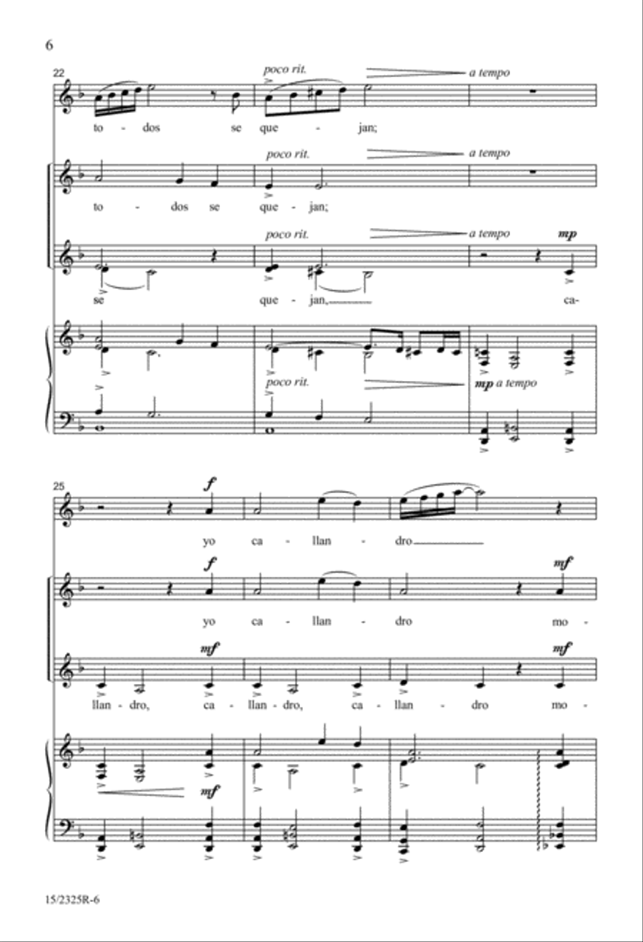 Veo que todos/Agora que sé d'amor (Everyone complains/Now I've discovered love) SSAA scores gallery preview page 6