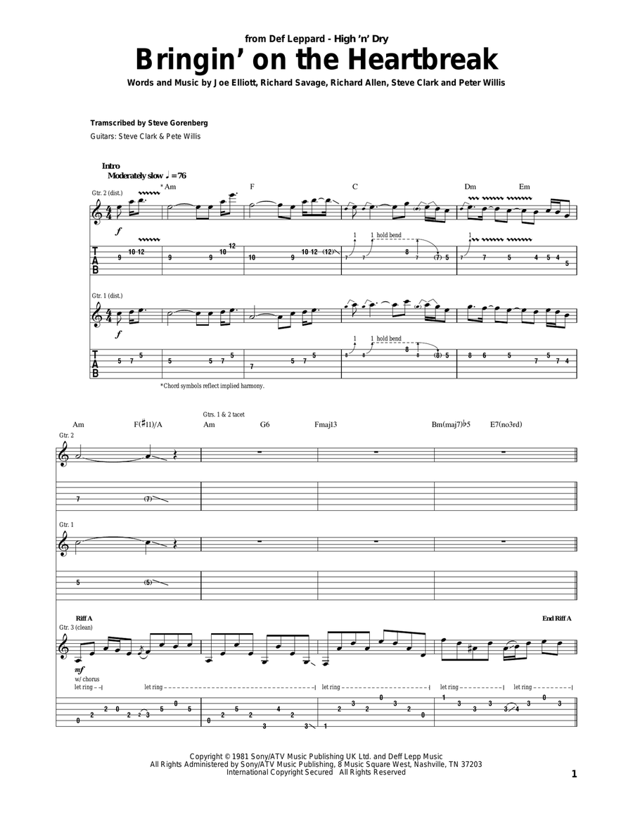 Bringin' On The Heartbreak Acoustic Guitar scores gallery preview page 1