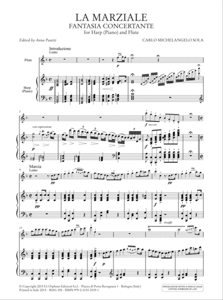 La Marziale. Fantasia Concertante for Harp (Piano) and Flute Flute scores gallery preview page 2