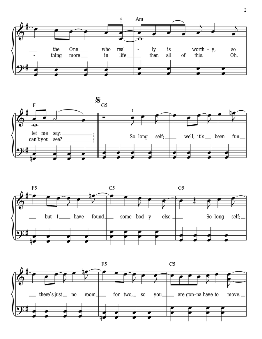 So Long Self Easy Piano scores gallery preview page 3