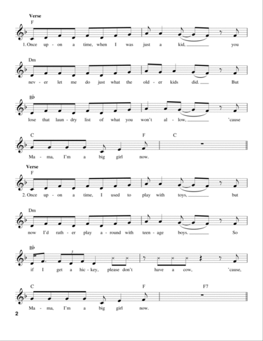 Mama, I'm A Big Girl Now Mama, I'm A Big Girl Now Voice scores gallery preview page 2