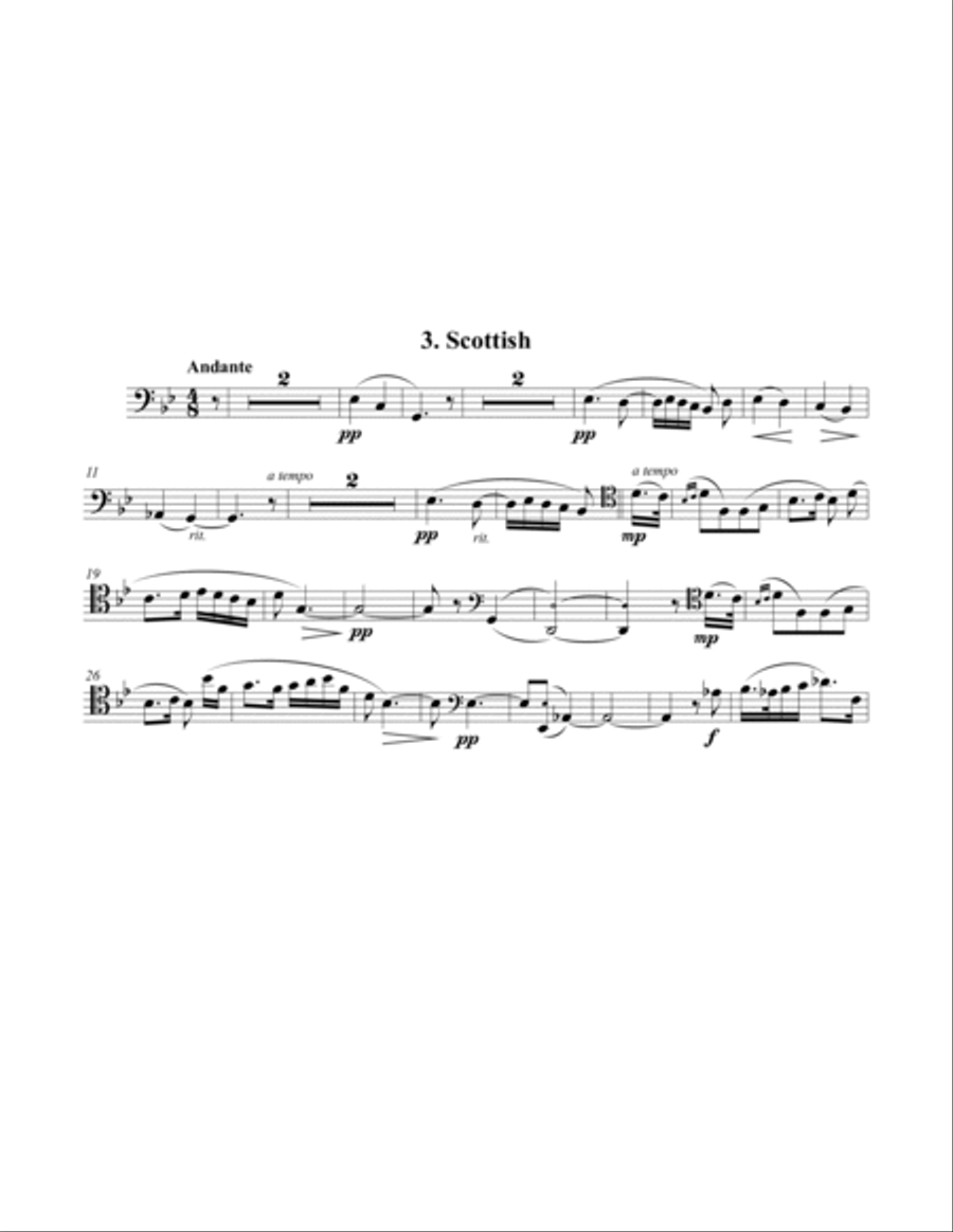 Four Pieces, Op. 70 for Trombone and Piano Piano Accompaniment scores gallery preview page 4