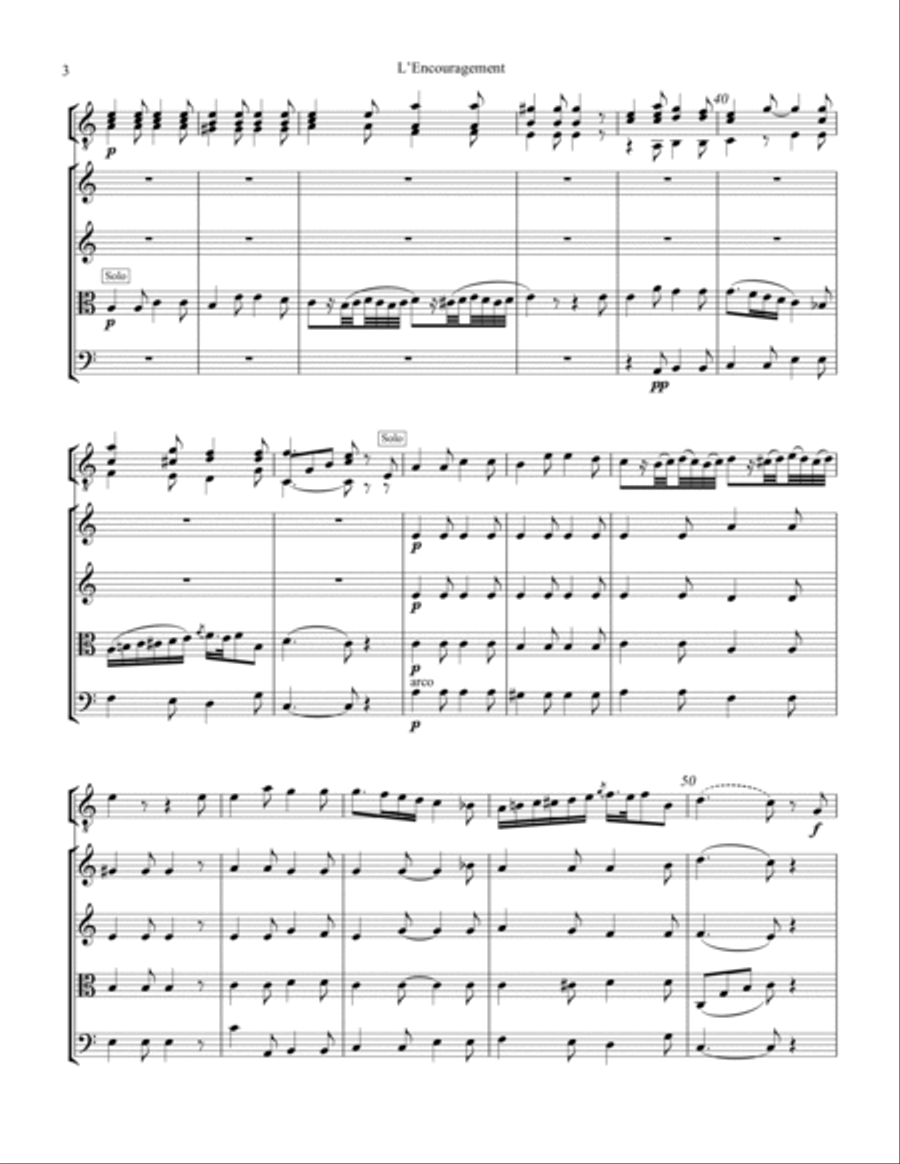 L'Encouragement Op. 34 for guitar and string quartet Chamber Orchestra scores gallery preview page 4