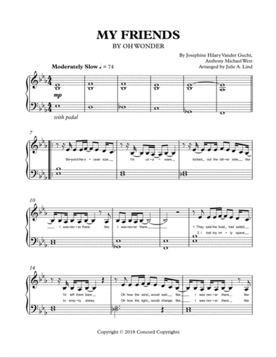 My Friends Piano Solo scores gallery preview page 1