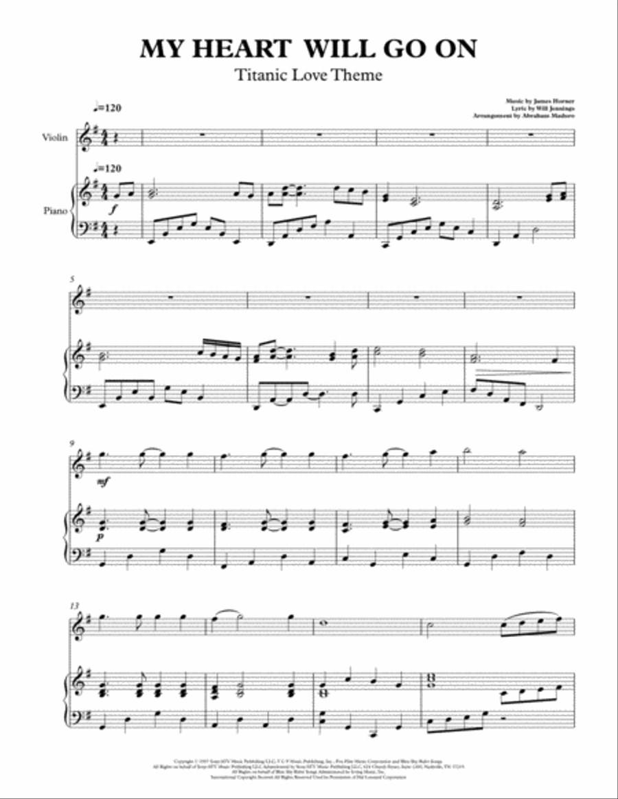 My Heart Will Go On (Love Theme from Titanic) Violin Solo scores gallery preview page 2