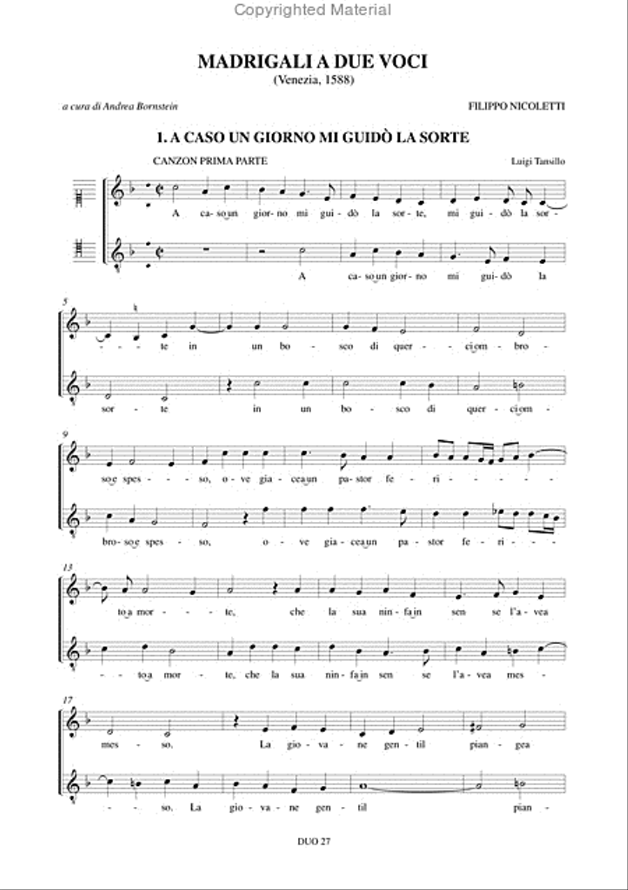Madrigali a due voci (Venezia 1588) Voice scores gallery preview page 2