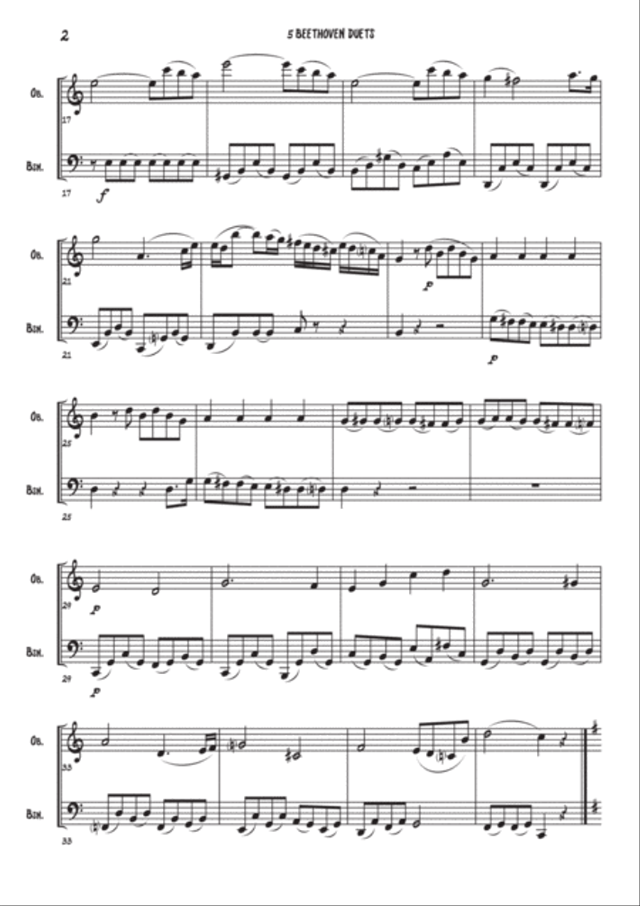 5 Beethoven duets - Oboe & Bassoon 5 Beethoven duets - Oboe & Bassoon Woodwind Duet scores gallery preview page 3