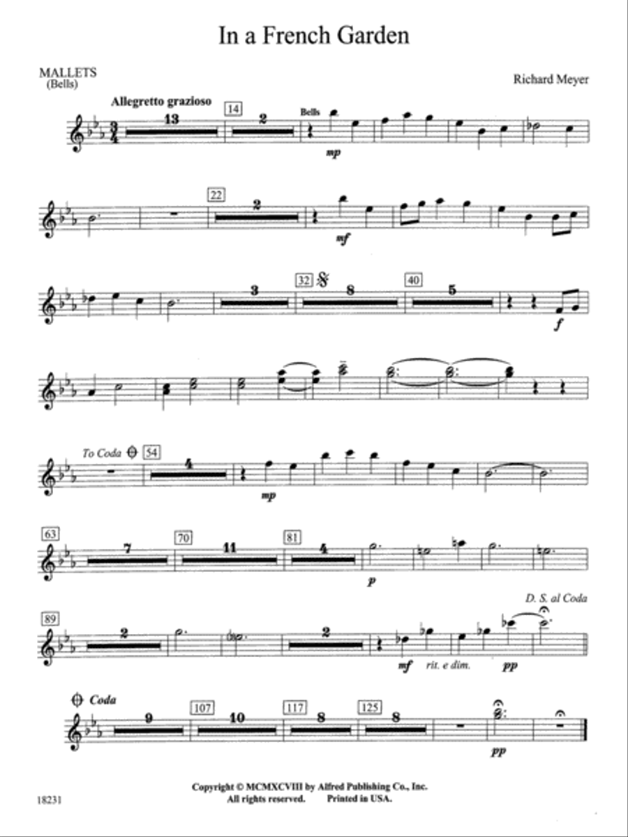 In a French Garden: Mallets Concert Band scores gallery preview page 1