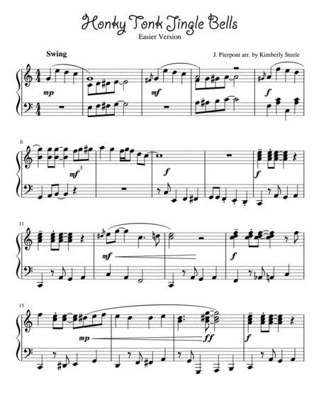 Honky Tonk Jingle Bells for Piano, Easier Version image number null