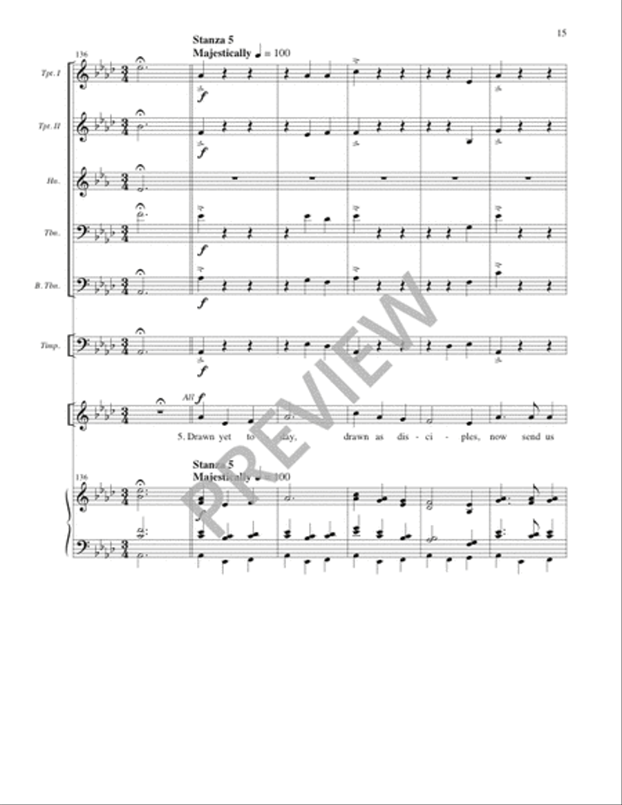 Drawn by His Word - Full Score and Parts Horn scores gallery preview page 16