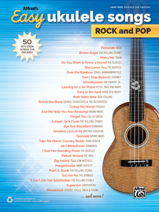 Book cover for Alfred's Easy Ukulele Songs -- Rock & Pop