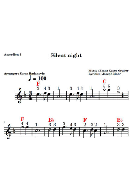 Silent night (Stille Nacht) - quartet accordion image number null