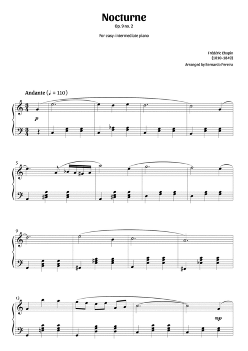 Nocturne Op. 9 no. 2 (easy-intermediate piano in C major – clean sheet music) image number null