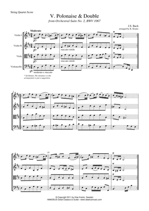 Book cover for Polonaise Suite 2 BWV 1067 for string quartet