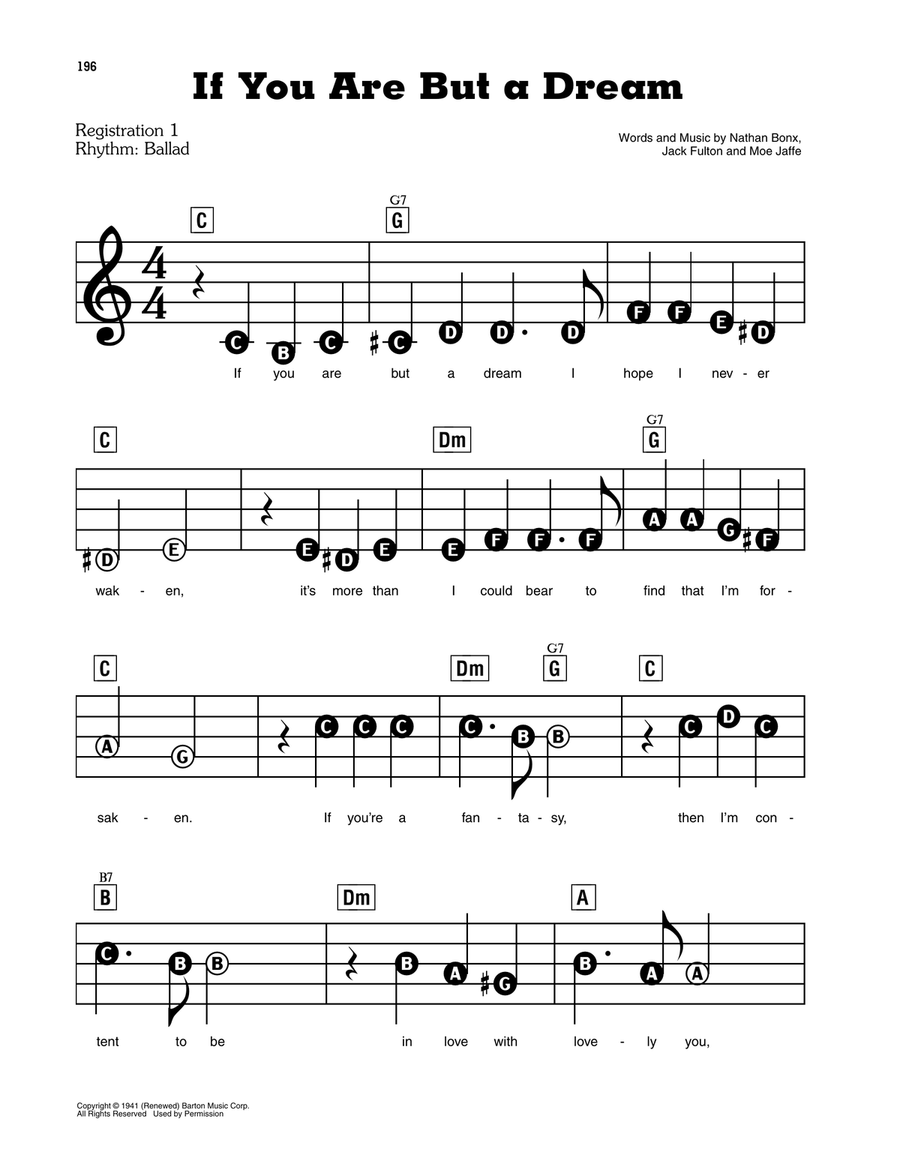 If You Are But A Dream Electronic Keyboard scores gallery preview page 1