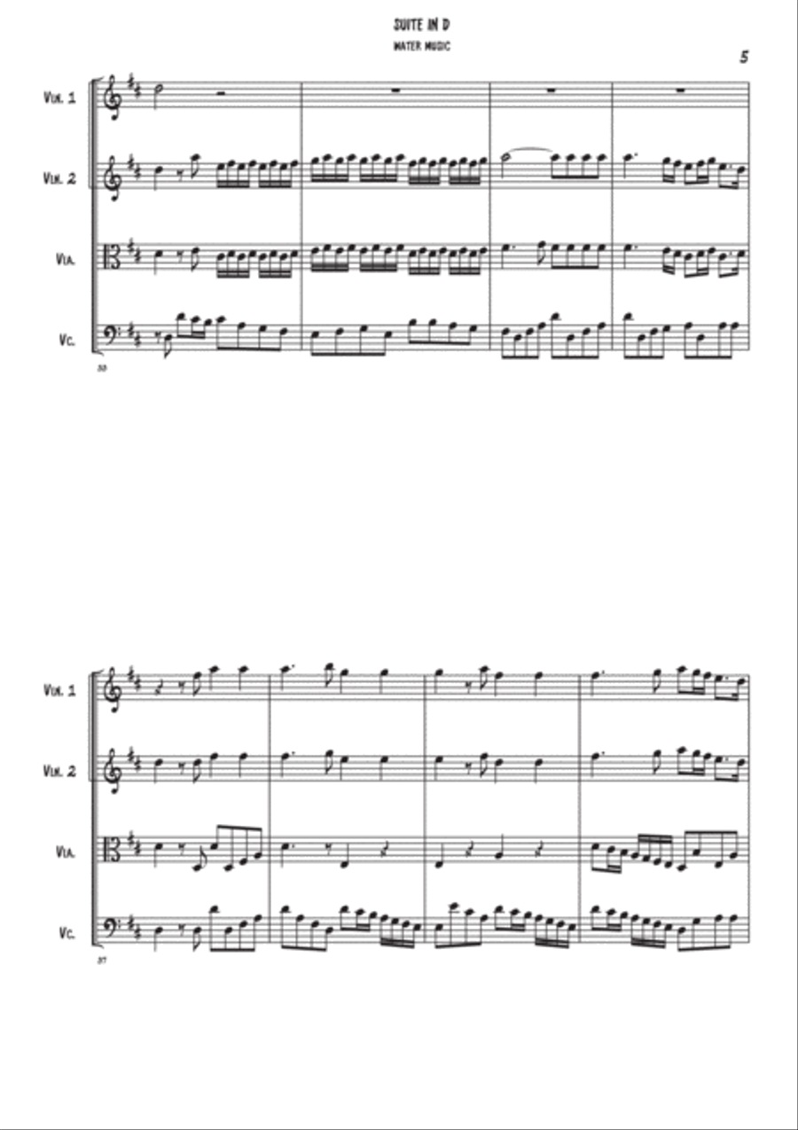 Suite 1 - Water music - String quartet String Quartet scores gallery preview page 5