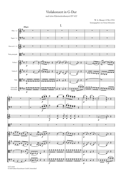 Viola concerto in G major (after the clarinet concerto KV 622)