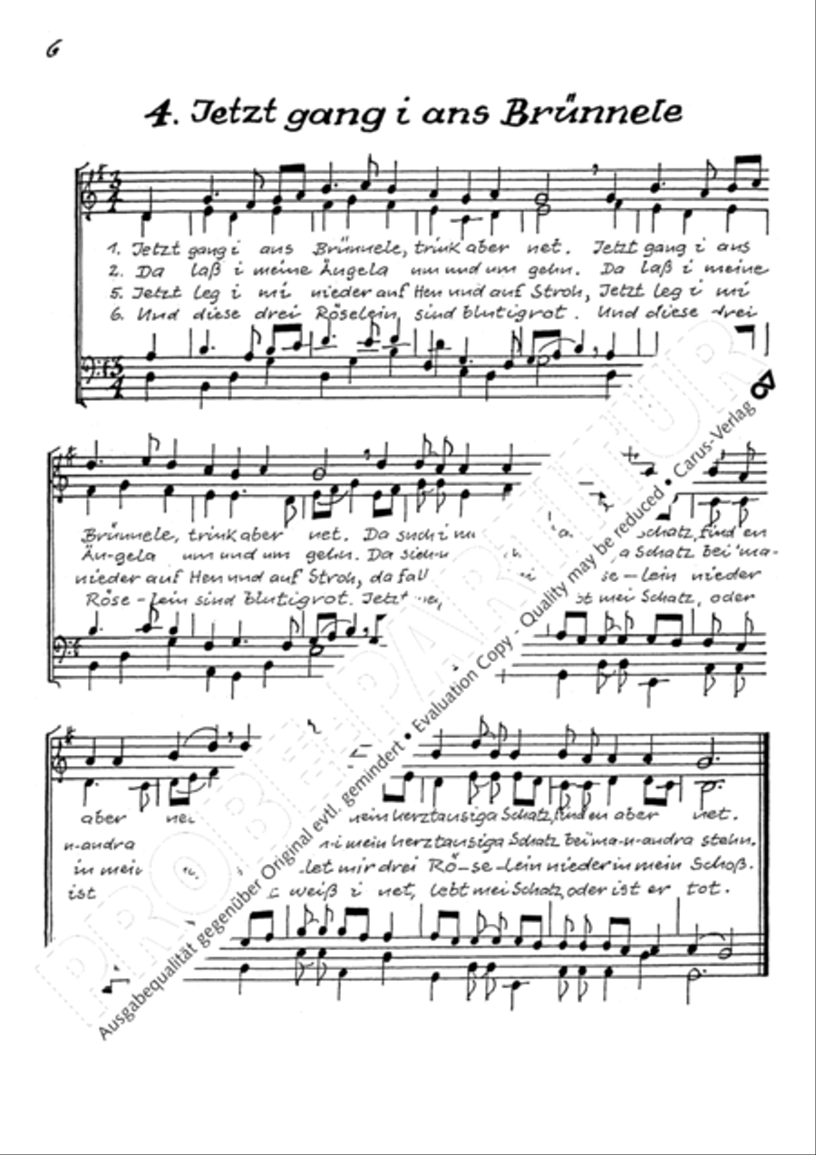 Drunten im Unterland. Sechs schwabische Volkslieder Choir scores gallery preview page 9
