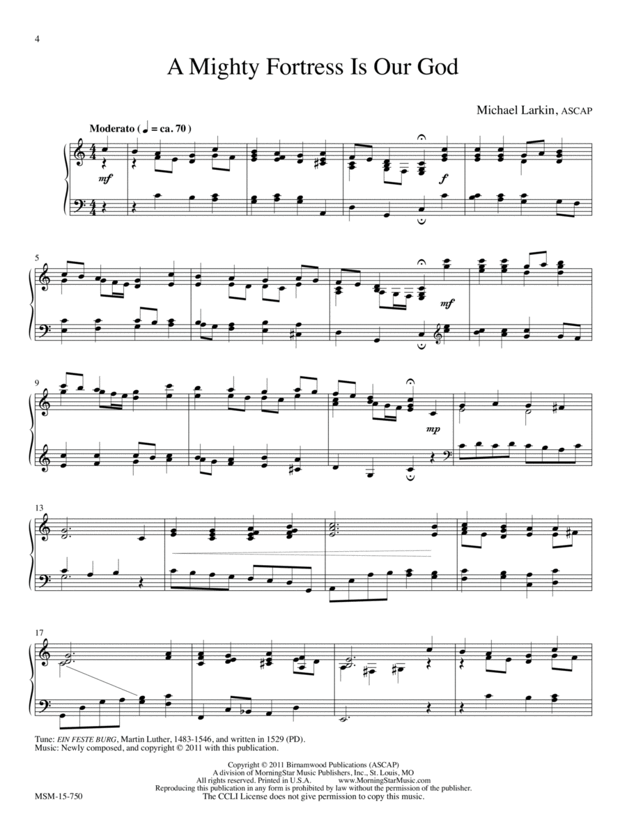A Mighty Fortress Is Our God Piano Solo scores gallery preview page 1
