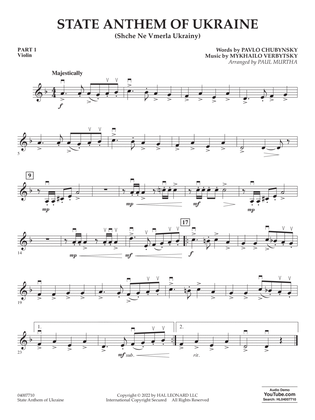 Book cover for State Anthem of Ukraine (Shche Ne Vmerla Ukrainy) (arr. Murtha) - Pt.1 - Violin