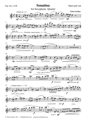 Sonatina for Saxophone Quartet (Soprano Saxophone Part)
