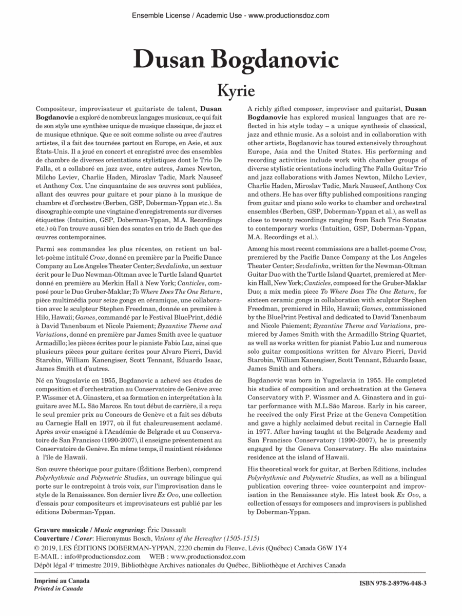 Kyrie Kyrie Guitar Ensemble scores gallery preview page 1