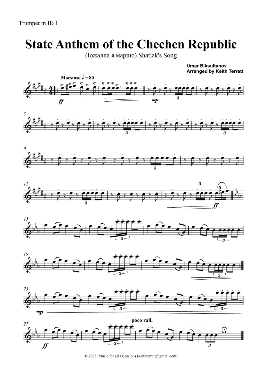 State Anthem of the Chechen Republic (Іожалла я маршо) Shatlak's Song for Brass Quintet Brass Quintet scores gallery preview page 4