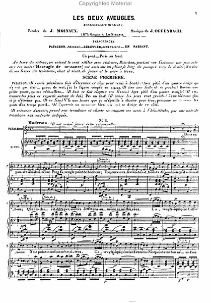 Les Deux Aveugles (1855) -Bouffonnerie musicale- (Klavierauszug mit gesprochenen französischen Zwischentexten)