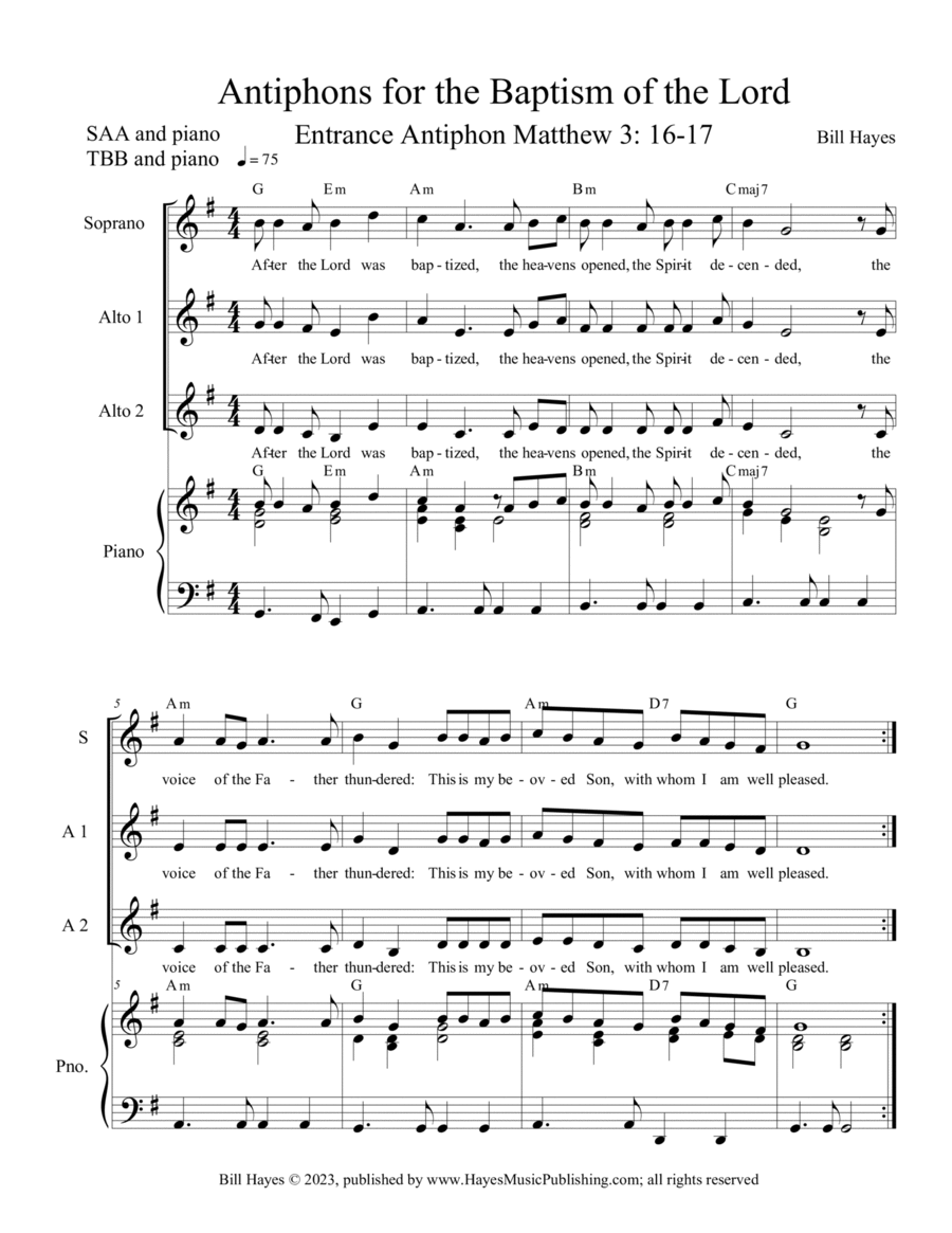 Antiphons for the Baptism of the Lord A Cappella scores gallery preview page 1