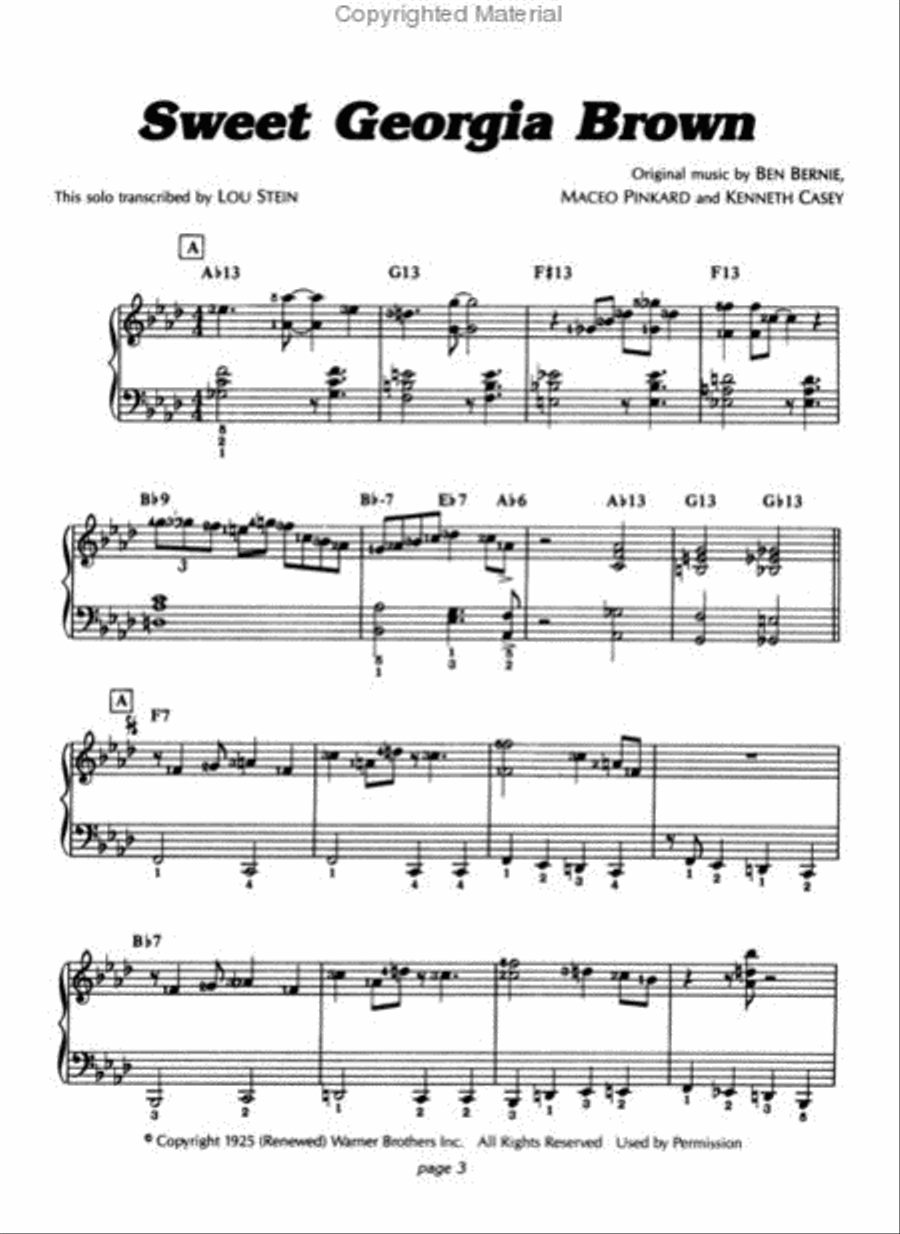 Lou Stein Plays Sweet Georgia Brown Piano Solo scores gallery preview page 2