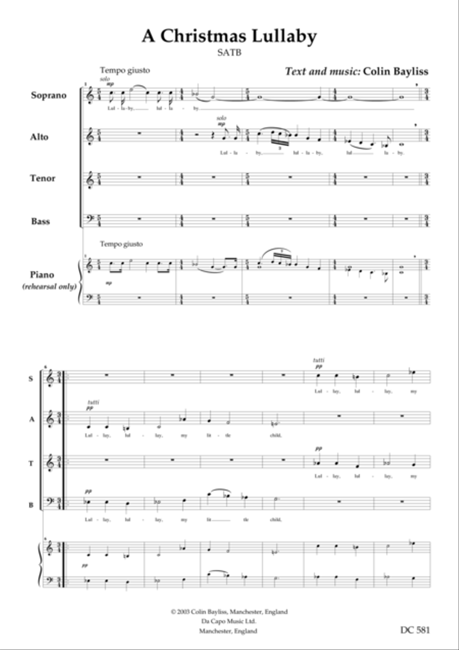 Christmas Lullaby 4-Part scores gallery preview page 1