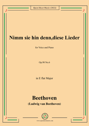 Book cover for Beethoven-Nimm sie hin denn,diese Lieder,Op.98 No.6,in E flat Major,from An die ferne Geliebte