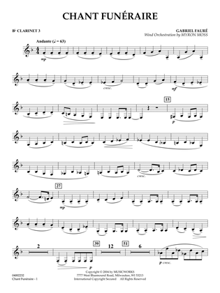 Chant Funeraire (arr. Myron Moss) - Bb Clarinet 3