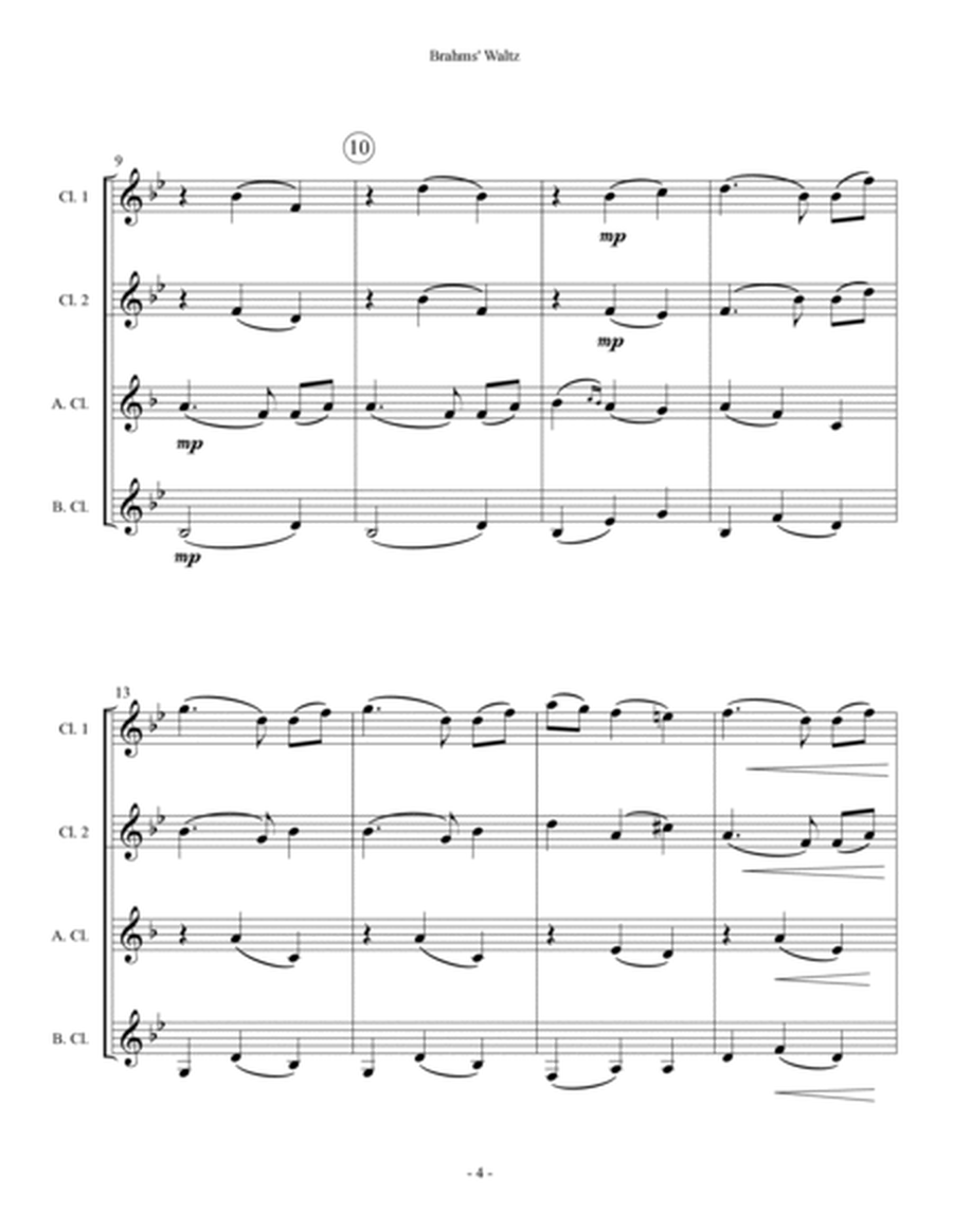 Brahms' Waltz - Clarinet Quartet image number null