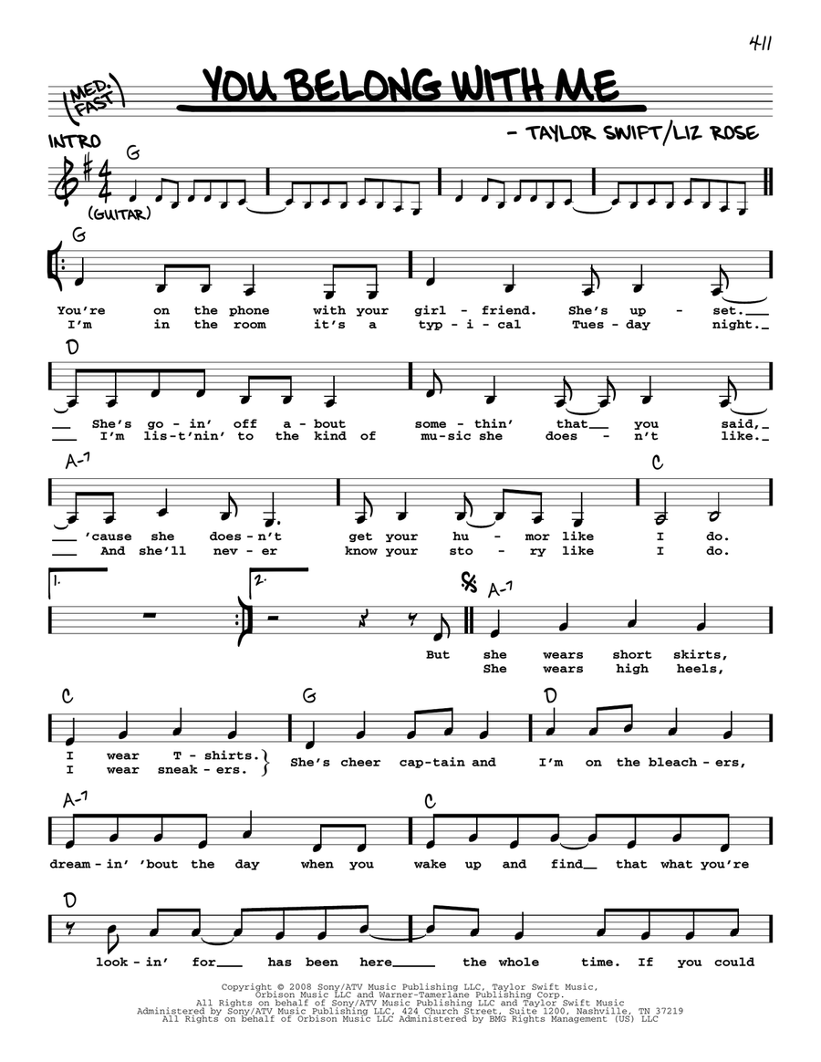 You Belong With Me Voice scores gallery preview page 1
