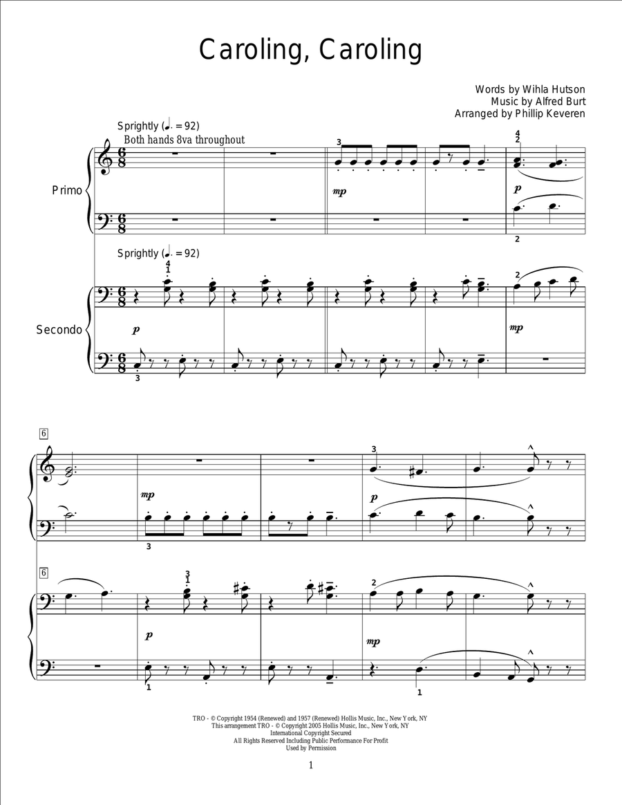 Caroling, Caroling Piano Duet scores gallery preview page 1