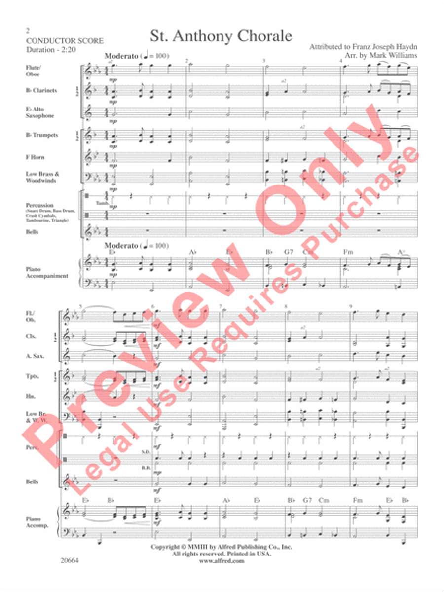 St. Anthony Chorale St. Anthony Chorale Concert Band scores gallery preview page 3