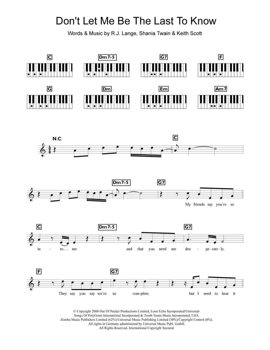 Don't Let Me Be The Last To Know Piano scores gallery preview page 1