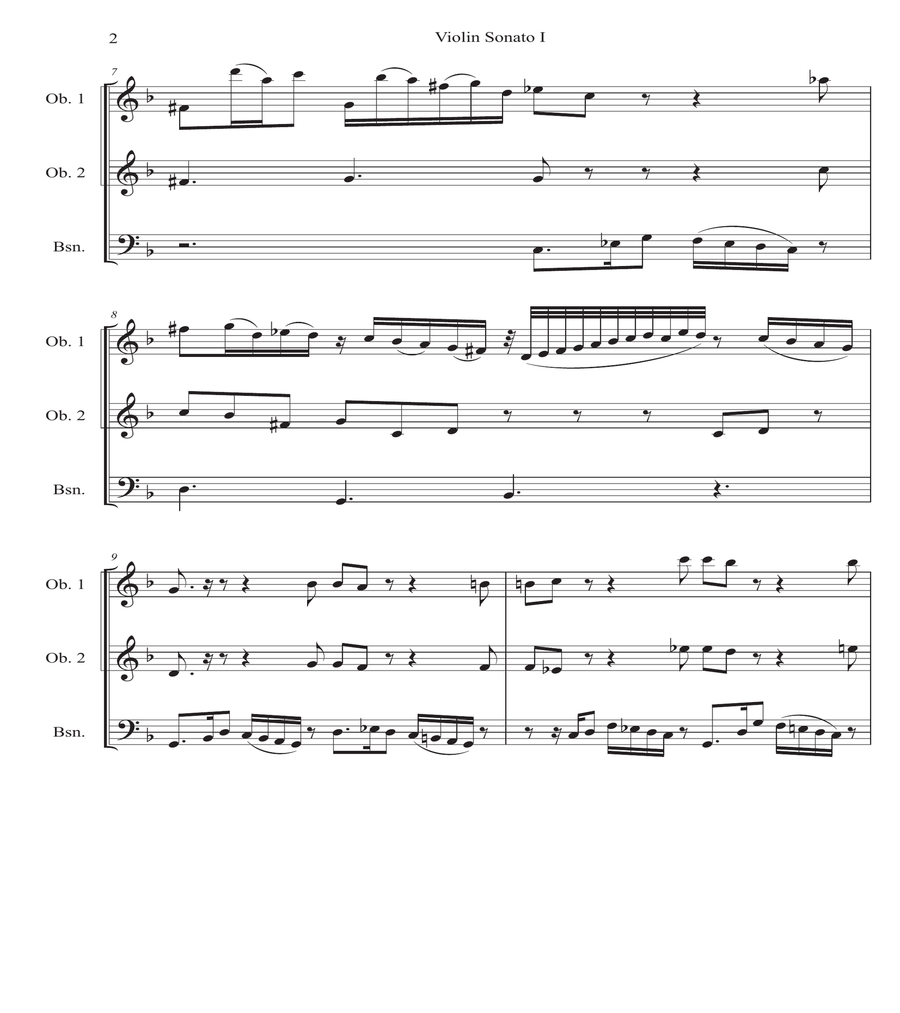 Siciliana from Sonata I for Solo Violin arranged for 2 Oboes and 1 Bassoon image number null