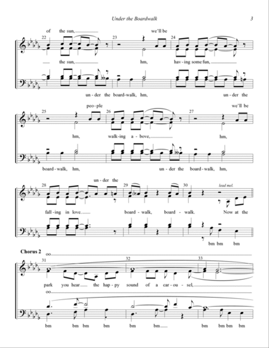 Under The Boardwalk (arr. Barbershop Harmony Society) 4-Part scores gallery preview page 3