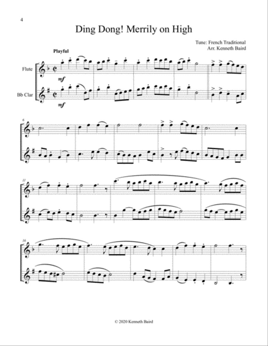 Christmas Duets - Volume 2 - for One Flute and One Clarinet Woodwind Duet scores gallery preview page 4