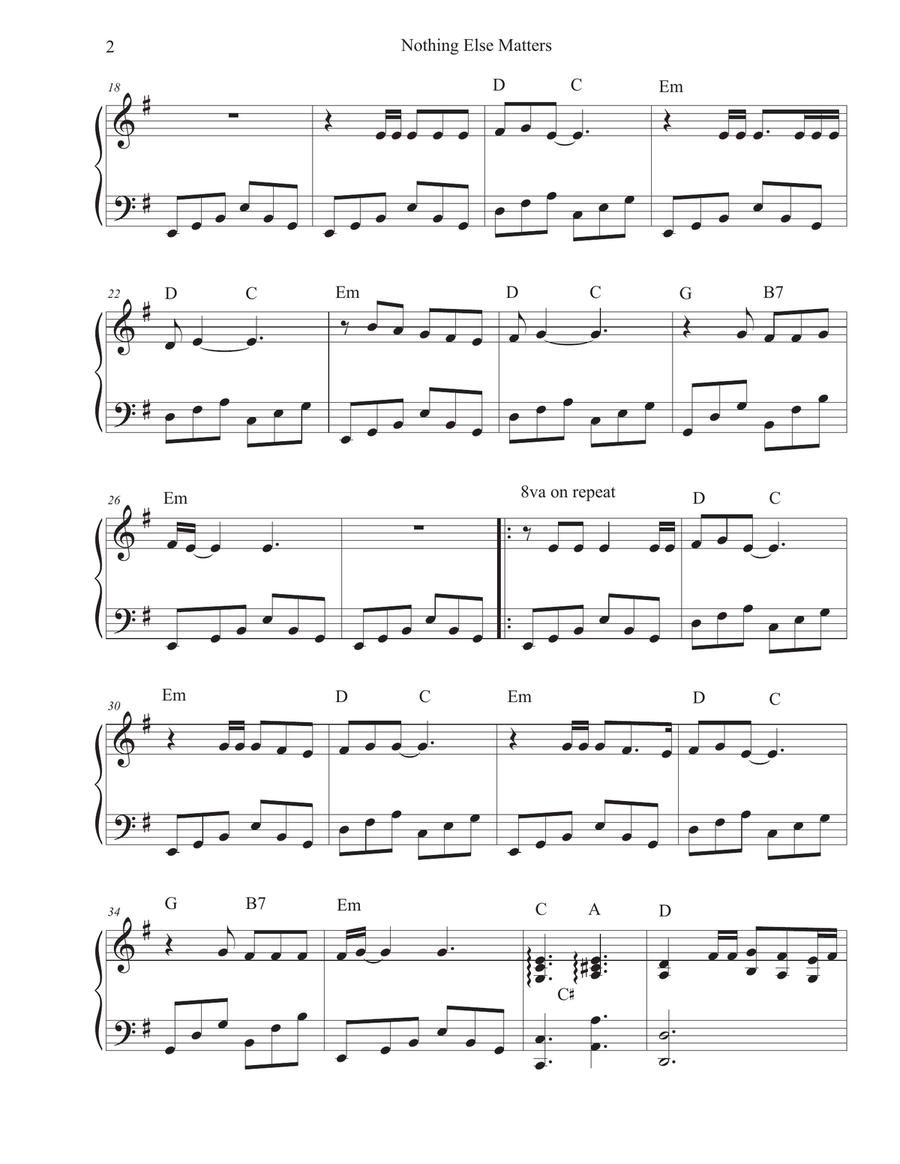 Nothing Else Matters Harp scores gallery preview page 2