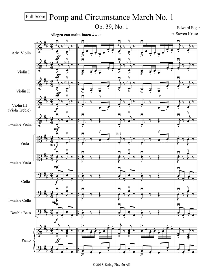 Pomp and Circumstance for Multi-Level String Orchestra String Orchestra scores gallery preview page 3