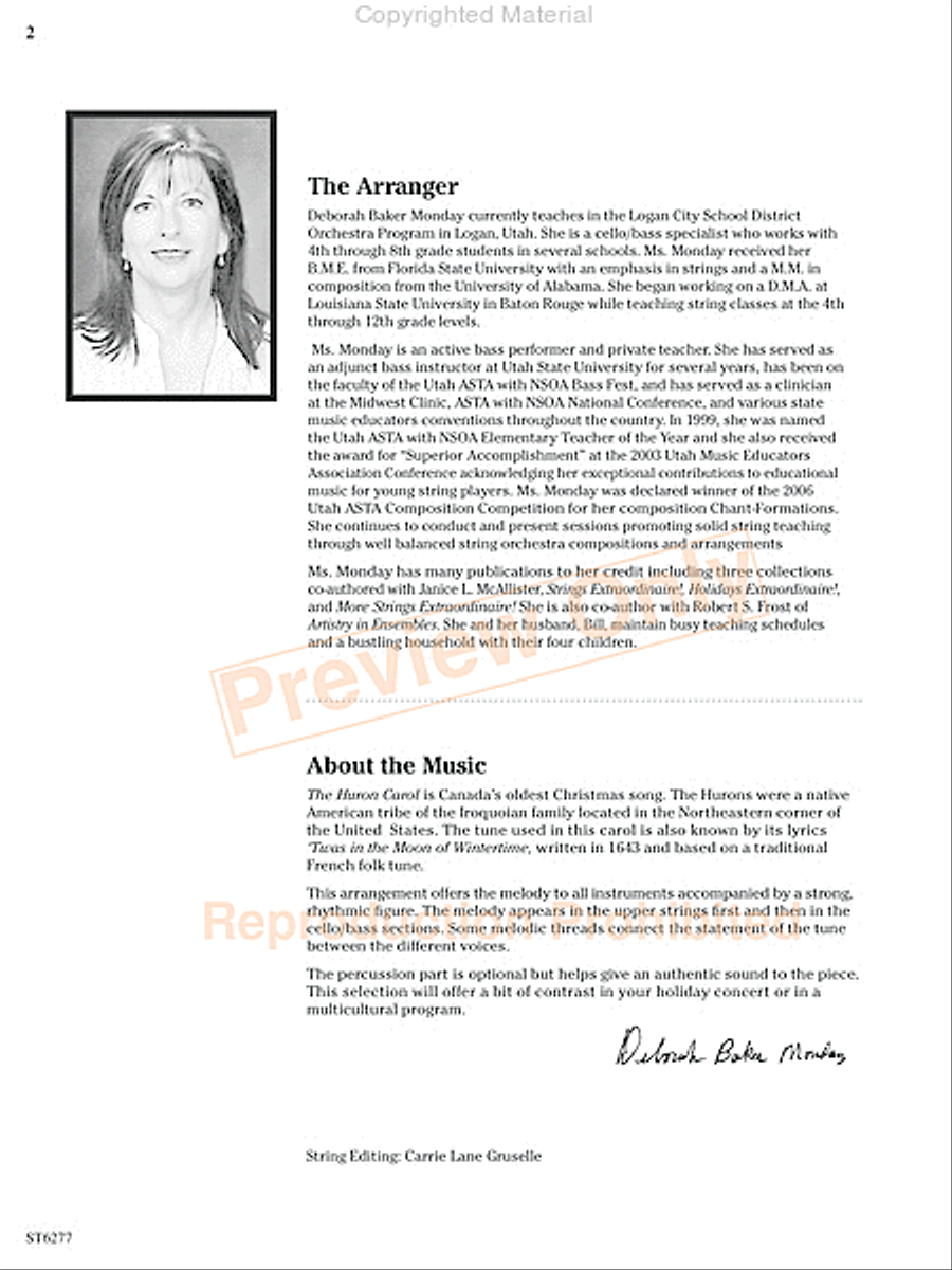 The Huron Carol The Huron Carol String Orchestra scores gallery preview page 3