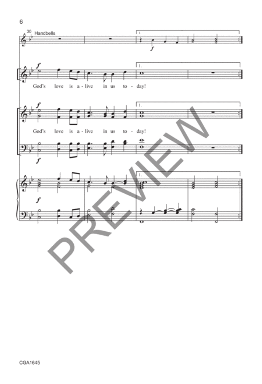God's Love Is Alive in Us SATB + Unison) 4-Part scores gallery preview page 6