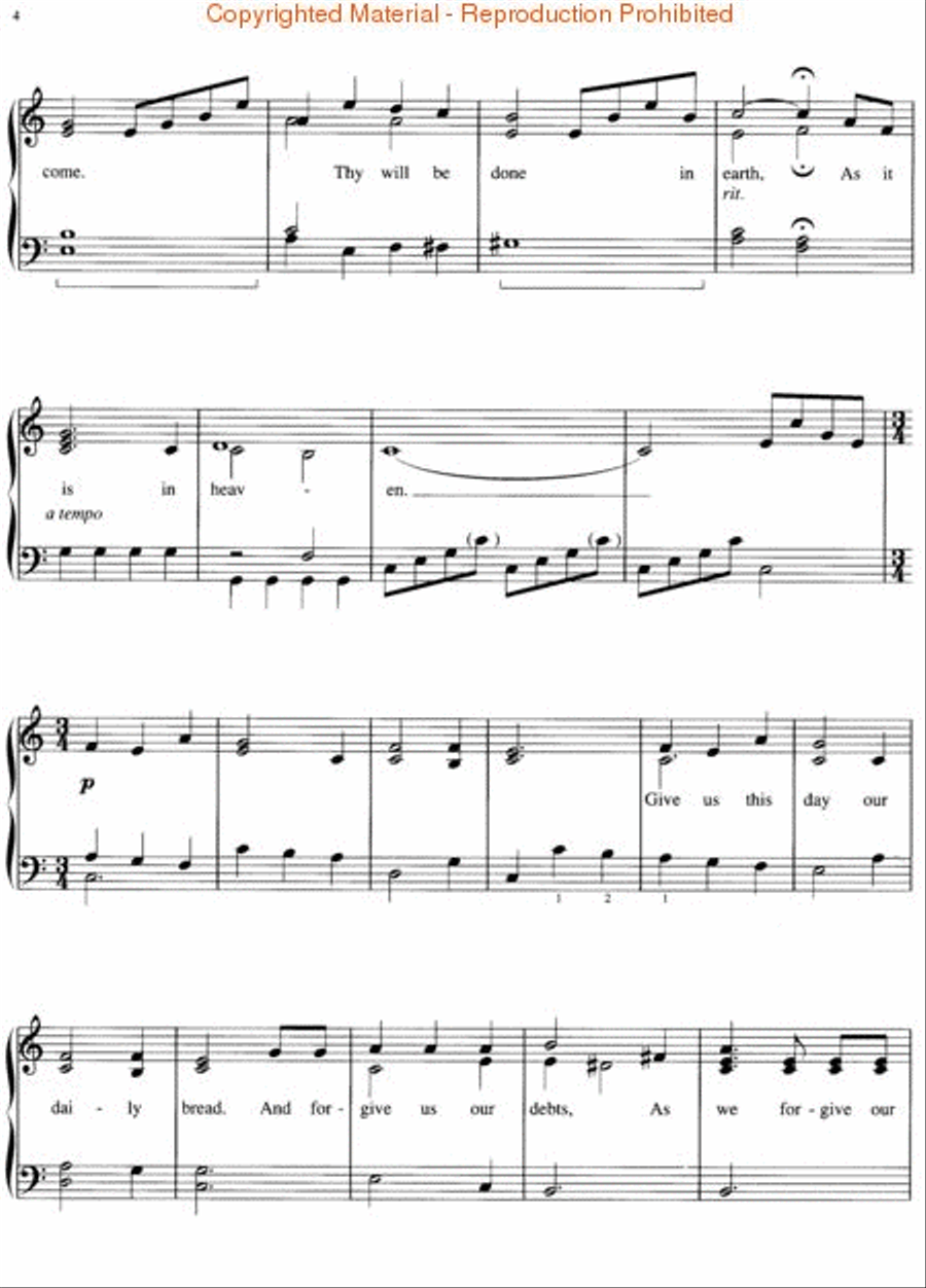 Lord's Prayer & Other Favorite Sacred Classics Easy Piano scores gallery preview page 4