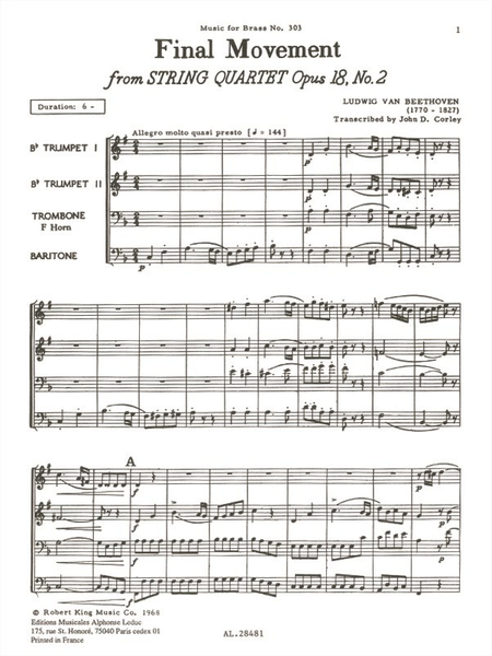 Final Movement Op18 No.2 - Brass Quintet