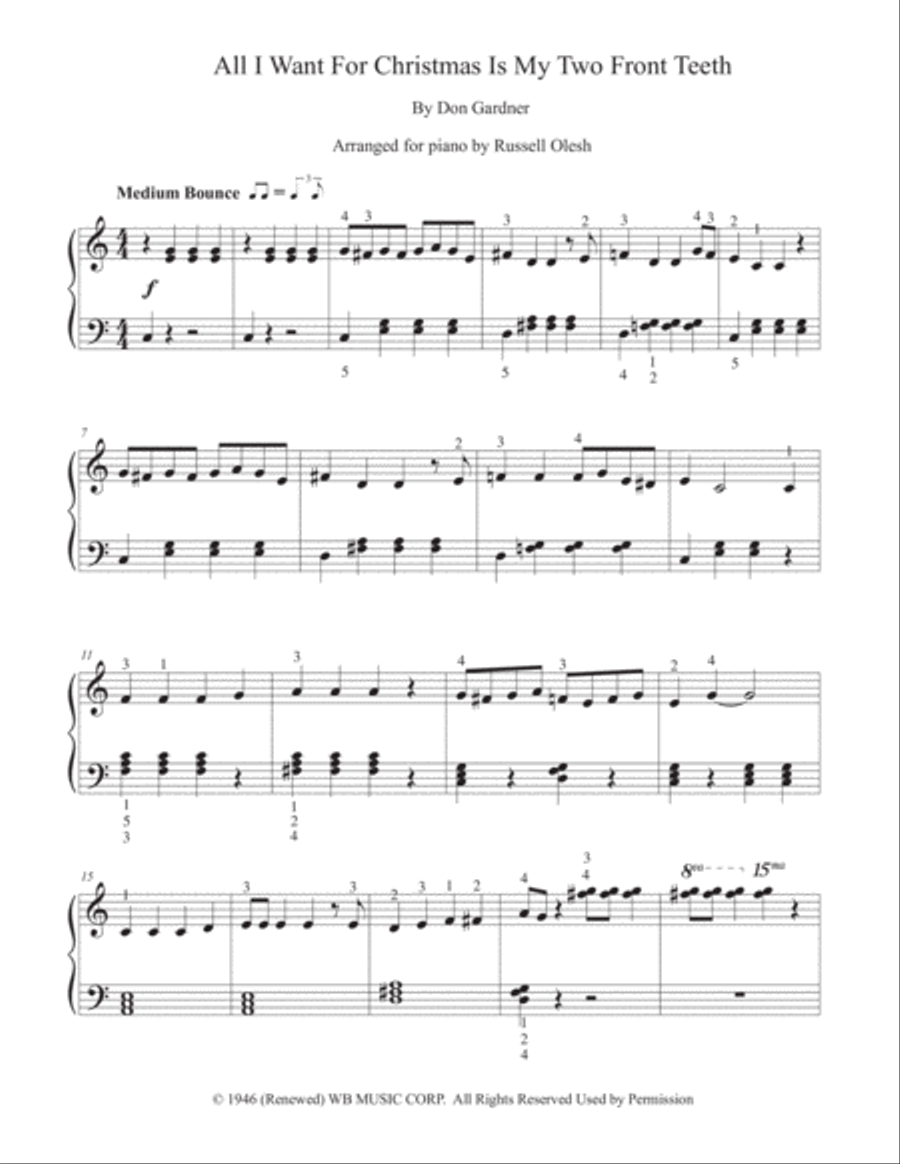 All I Want For Christmas Is My Two Front Teeth Piano Solo scores gallery preview page 4